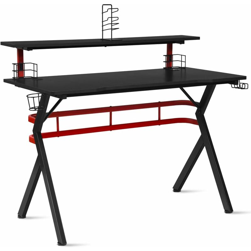 

Costway - Mesa de Gaming Mesa de Juego Mesa para Computadora con Soporte para Monitor y Gancho para Auriculares