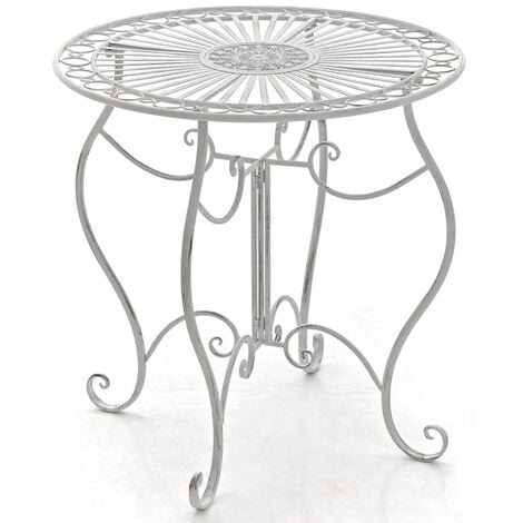 Mesa de hierro Indra, Ø 70 cm Blanco antiguo