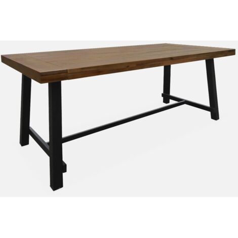 Mesa de interior/exterior de madera y metal, 6-8 plazas