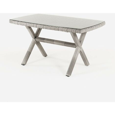 Mesa de jardín rectangular | Tamaño: 140x80x74 cm | Aluminio y ratán sintético plano