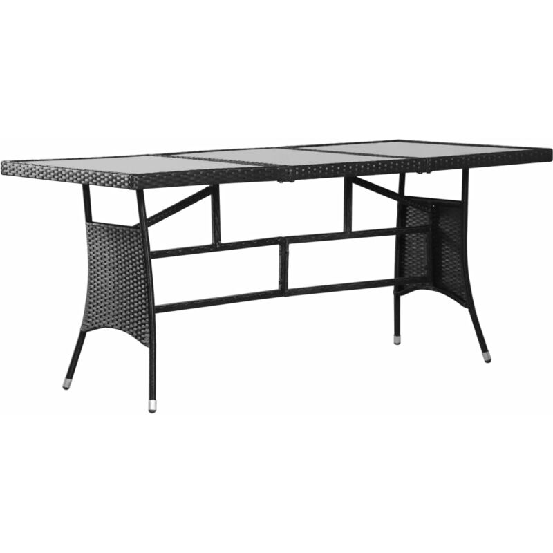 

Mesa de jardín 170x80x74 cm ratán sintético negro