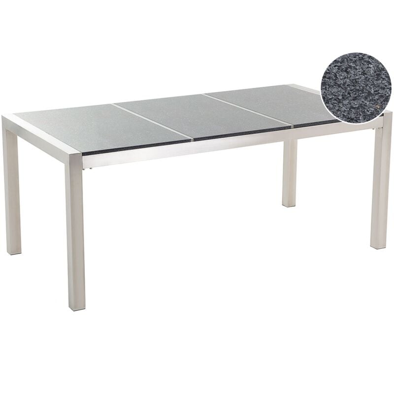 

Beliani - Mesa de jardín de acero/granito gris pulido 180 cm GROSSETO