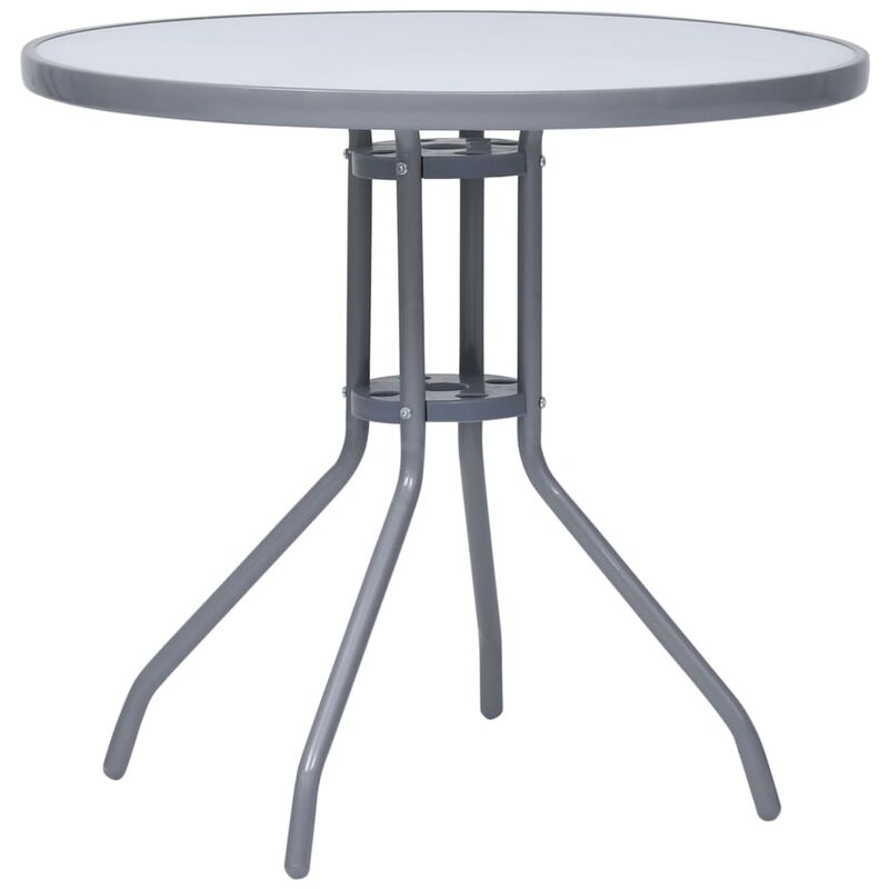 

Mesa de jardín acero y vidrio gris claro 80 cm