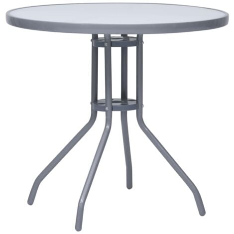 Mesa de jardín acero y vidrio gris claro 80 cm vidaXL