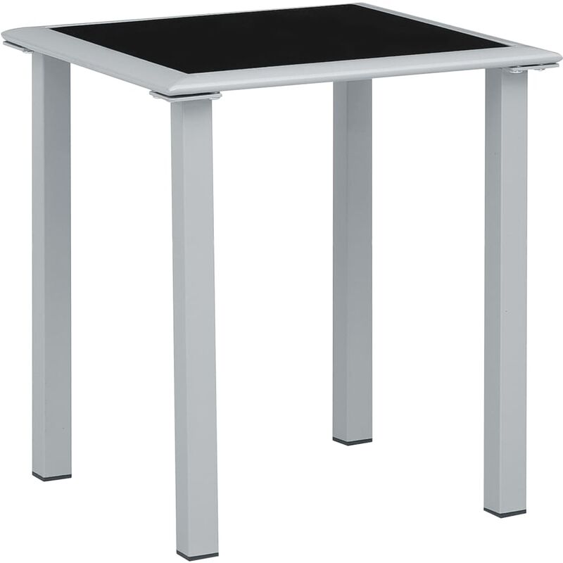 

Mesa de jardín acero y vidrio negro y plateado 41x41x45 cm