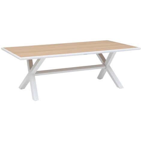 Mesa de jardín Axiome de eucalipto y blanco, 8 plazas - Hespéride