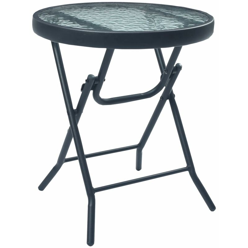 

Mesa de jardin bistro acero y vidrio negro 40x46 cm