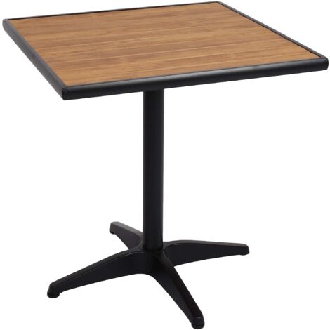 Mesa de jardín bistro balcón revestimiento de aluminio negro aspecto madera de teca marrón 040008536