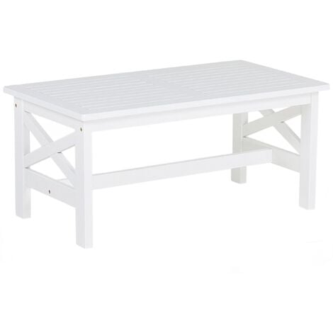 Mesa de jardín blanca de madera de acacia rectangular 100 x 55 cm Baltic - Blanco