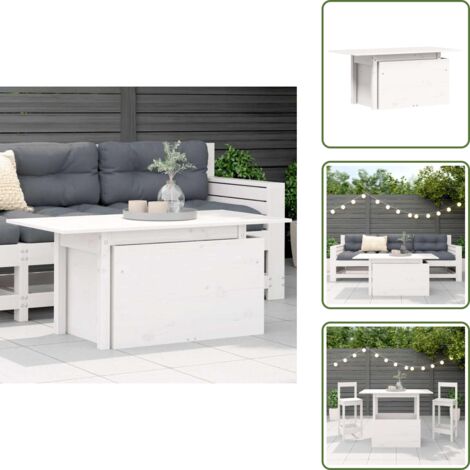 Mesa de jardín blanca - vidaXL Mesa de jardín madera maciza de pino blanca 100x50x75 cm - Mesa de comedor al aire libre