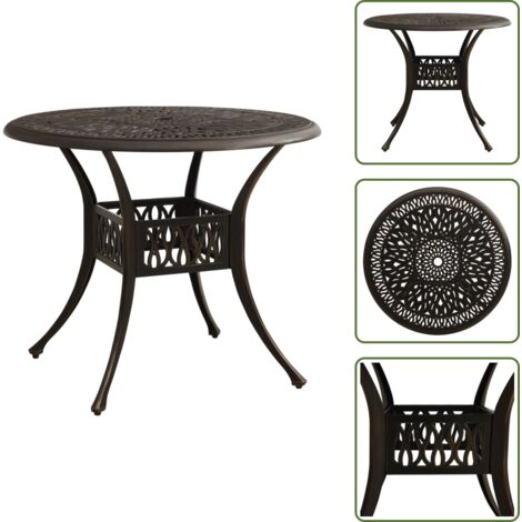 Mesa de jardín bronce - vidaXL Mesa de jardín aluminio fundido color bronce 90x90x74 cm -