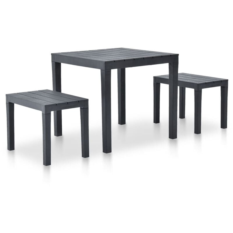 

Mesa de jardin con 2 bancos plastico gris antracita