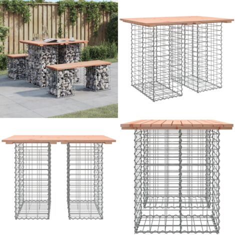 Mesa de jardín con diseño de gaviones, 100 x 70 x 72 cm, madera maciza Douglas - Madera Douglas - Gaviones