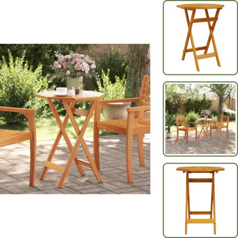 Mesa de jardín con listones - vidaXL Mesa de jardín plegable madera maciza de acacia Ø60x75 cm - Mesa de jardín con acabado de aceite