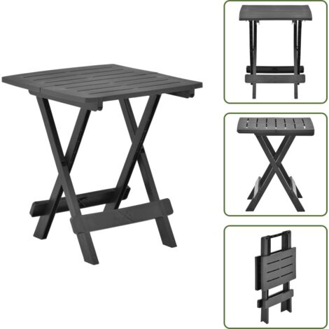 Mesa de jardín con listones - vidaXL Mesa plegable de jardín plástico gris antracita 45x43x50 cm -