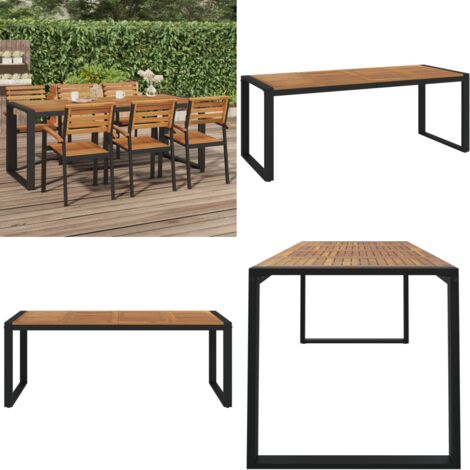 Mesa de jardín con patas en U madera maciza acacia 200x90x75 cm - Mesa de patio - Mesa de exterior