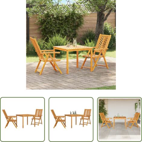 Mesa de jardín -  Conjunto de Comedor de Jardín 3 pcs Marrón