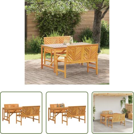 Mesa de jardín -  Conjunto de Comedor de Jardín 3 pcs Marrón