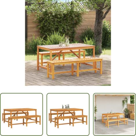 Mesa de jardín -  Conjunto de Comedor de Jardín 3 pcs Marrón