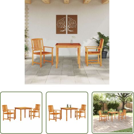 Mesa de jardín -  Conjunto de Comedor de Jardín 3 pcs Marrón