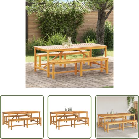 Mesa de jardín -  Conjunto de Comedor de Jardín 3 pcs Marrón