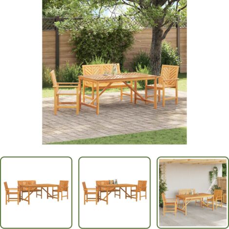 Mesa de jardín -  Conjunto de Comedor de Jardín 4 pcs Marrón