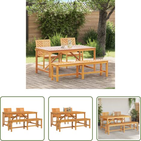 Mesa de jardín -  Conjunto de Comedor de Jardín 4 pcs Marrón