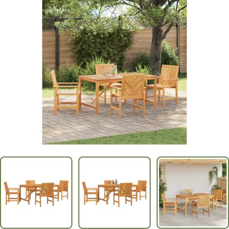 Mesa de jardín -  Conjunto de Comedor de Jardín 5 pcs Marrón