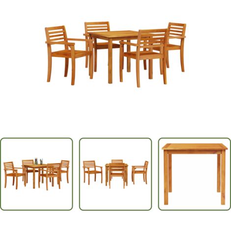 Mesa de jardín -  Conjunto de Comedor de Jardín 5 pcs Marrón