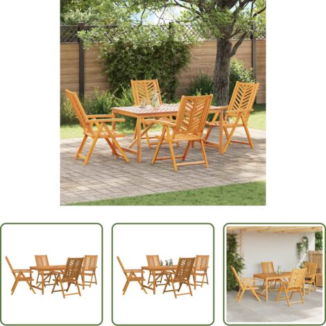 Mesa de jardín -  Conjunto de Comedor de Jardín 5 pcs Marrón