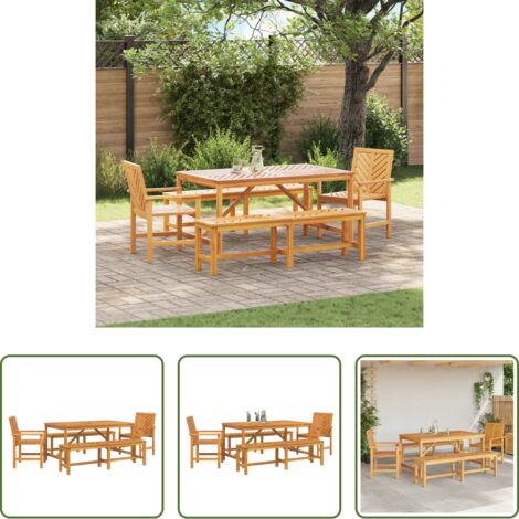 Mesa de jardín -  Conjunto de Comedor de Jardín 5 pcs Marrón