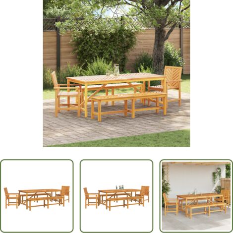 Mesa de jardín -  Conjunto de Comedor de Jardín 5 pcs Marrón