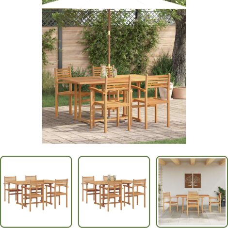 Mesa de jardín -  Conjunto de Comedor de Jardín 5 pcs Natural