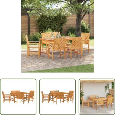 Mesa de jardín -  Conjunto de Comedor de Jardín 6 pcs Marrón