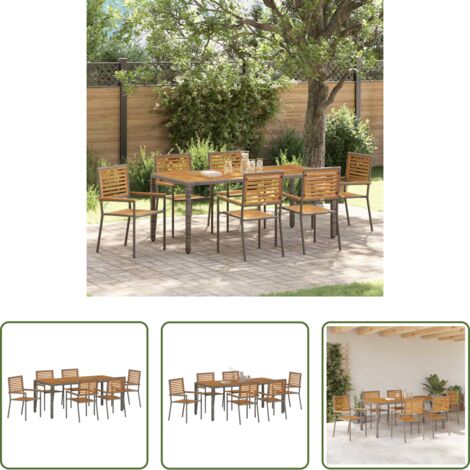 Mesa de jardín -  Conjunto de Comedor de Jardín 7 pcs Gris y marrón