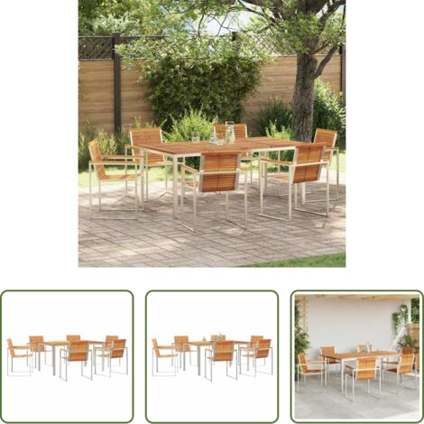 Mesa de jardín -  Conjunto de Comedor de Jardín 7 pcs Madera de Acacia Sólida