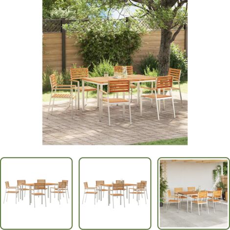 Mesa de jardín - Conjunto de Comedor de Jardín 7 pcs Madera de teca maciza