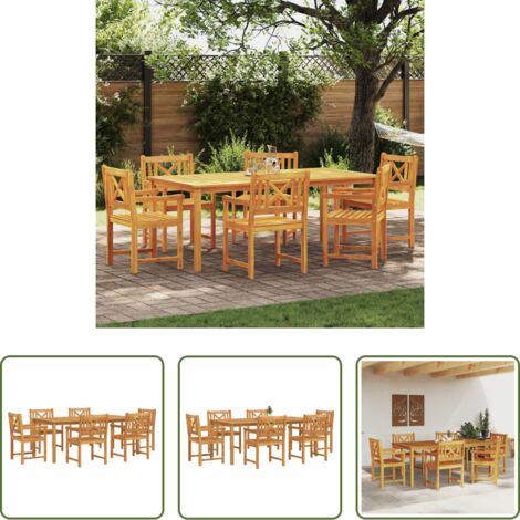 Mesa de jardín -  Conjunto de Comedor de Jardín 7 pcs Marrón