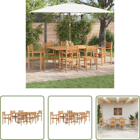 Mesa de jardín -  Conjunto de Comedor de Jardín 7 pcs Natural