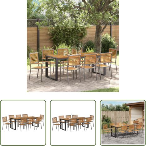 Mesa de jardín -  Conjunto de Comedor de Jardín 9 pcs Gris y marrón