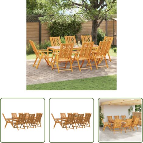 Mesa de jardín -  Conjunto de Comedor de Jardín 9 pcs Marrón