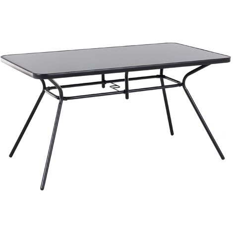 Mesa de jardín cuadrada acero revestido de polvo negro 140 x 80 cm moderna exterior Livo