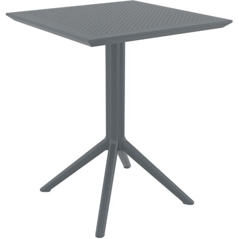 Mesa de jardín cuadrada gris oscuro: diseño moderno en resina plástica resistente 100002954