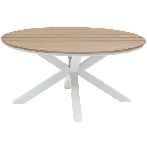 Mesa de jardín de 4 plazas Oriengo de acacia y aluminio epoxi blanco - Hespéride
