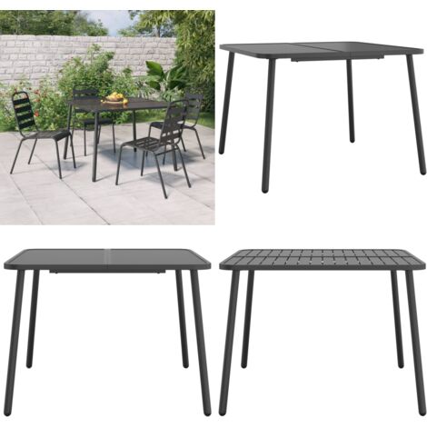 Mesa de jardín de acero gris antracita 100x100x71 cm - Mesa de patio - Mesa de acero