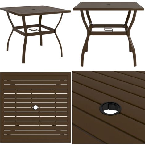 Mesa de jardín de acero marrón 81,5x81,5x72 cm - Mesa de acero - Mesa industrial