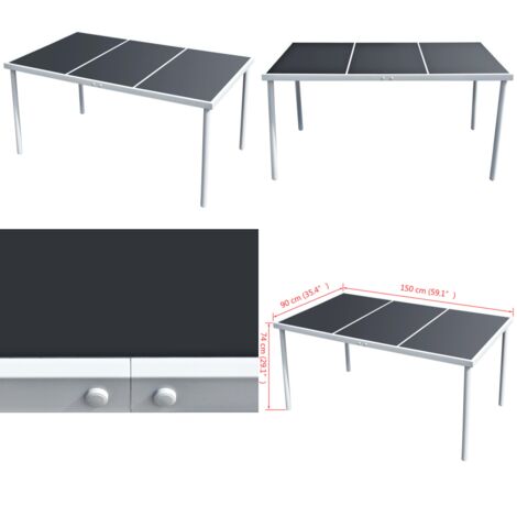 Mesa de jardín de acero negra 150x90x74 cm - Mesa de comedor - Mesa de exterior