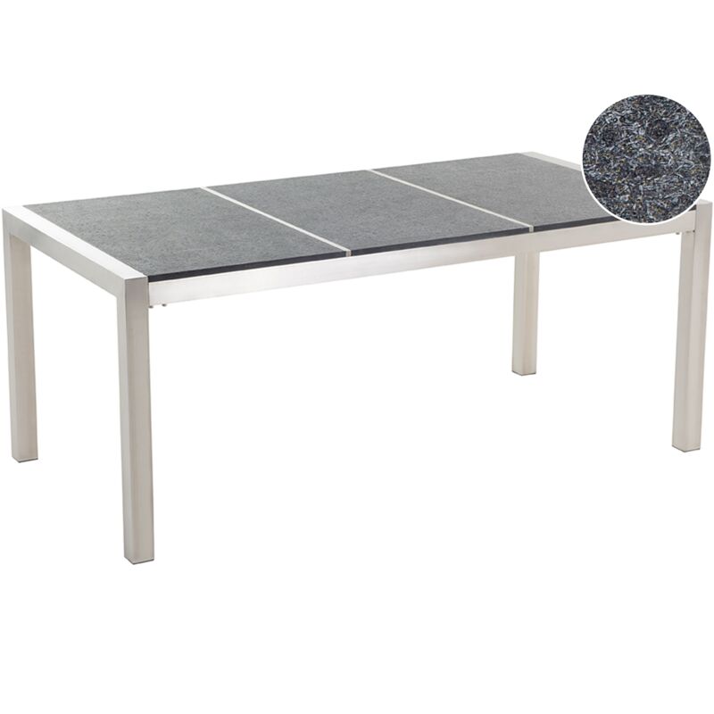 

Mesa de jardín de acero/piedra natural flameada negra 180 cm GROSSETO