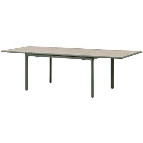 Mesa de jardín de aluminio para 10 personas Dilors efecto madera lino y verde laurel  - Hespéride