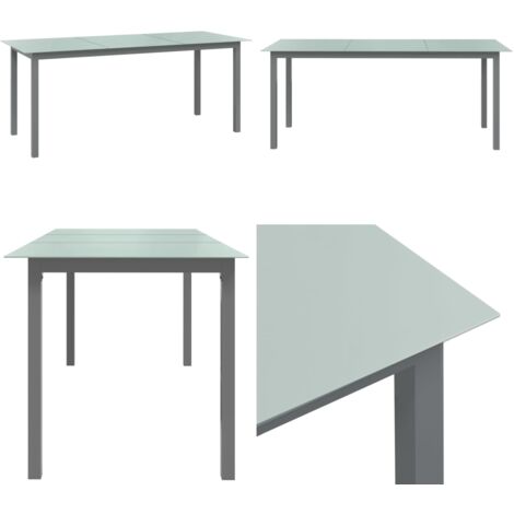 Mesa de jardín de aluminio y vidrio gris claro 190x90x74 cm - Mesa de aluminio - Mesa de vidrio